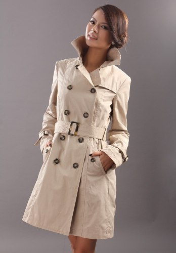 BGSD BGSD Women's 'Callie' Double Breasted Wool Blend Trench Coat